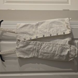 White Jean Button-Front Romper